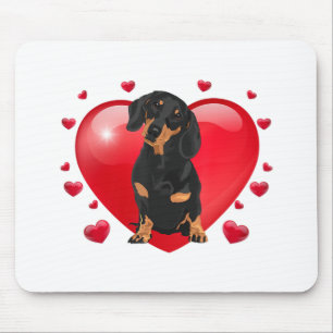 Dachshund Valentines Day Gif  Distressed Mum Dog L Mouse Mat