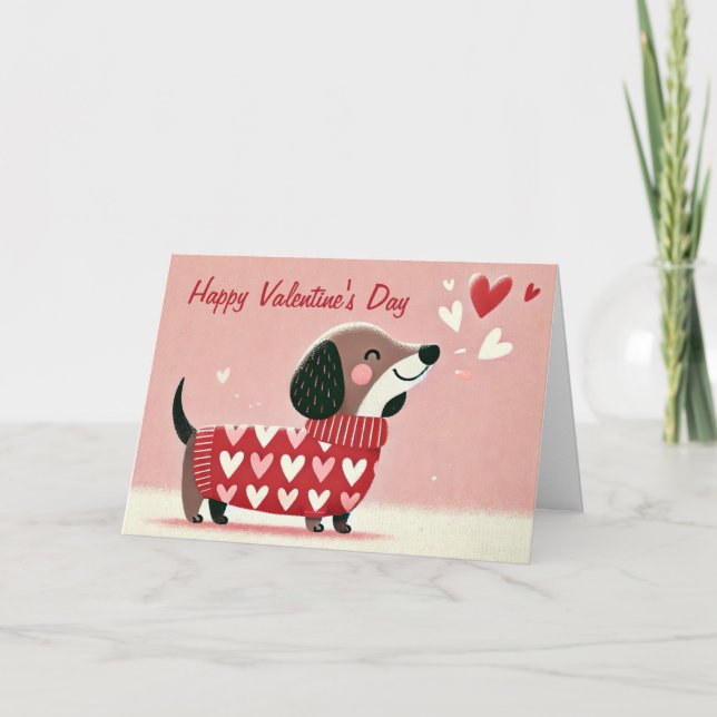 Dachshund Valentine's Day Love Card (Front)