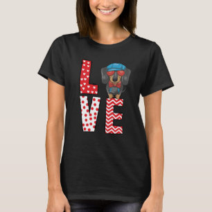 Dachshund Valentines Day Love Valentine Cute Heart T-Shirt