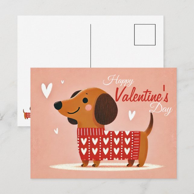 Dachshund Valentine's Day Postcard (Front/Back)