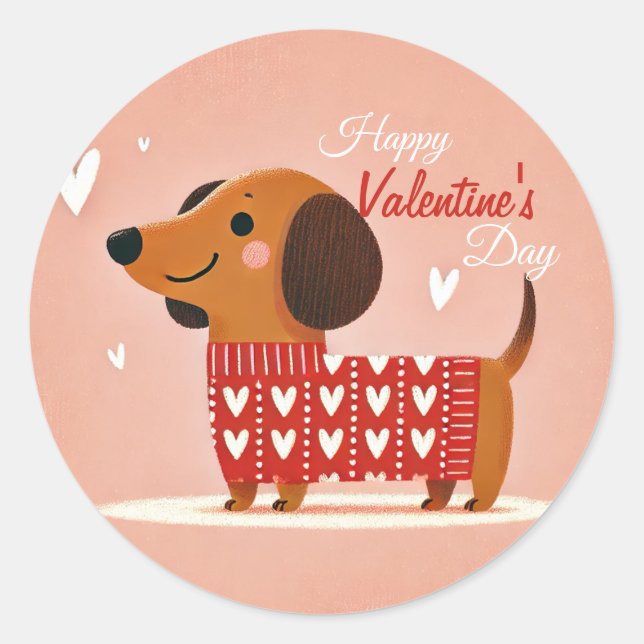Dachshund Valentine's Day Sticker (Front)