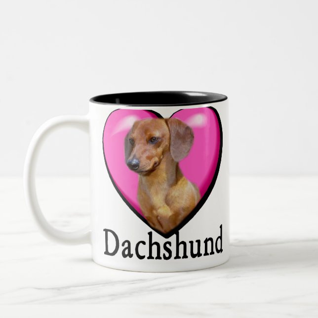 Dachshund Valentines Day Two-Tone Coffee Mug (Left)