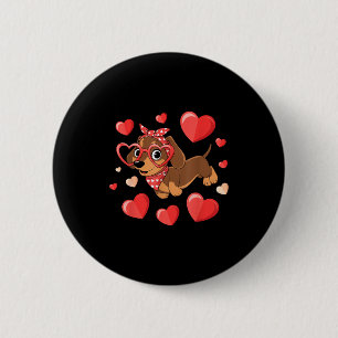 Dachshund Valentines Day Wiener Dog Lover Weenie H 6 Cm Round Badge