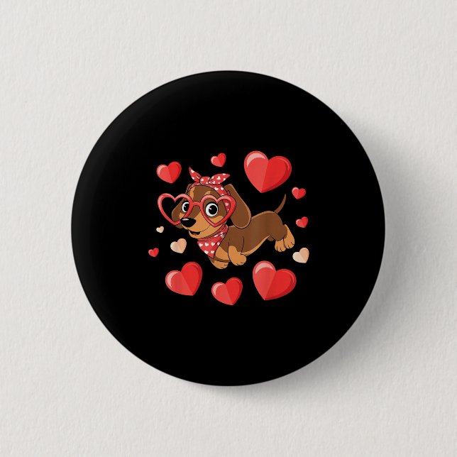Dachshund Valentines Day Wiener Dog Lover Weenie H 6 Cm Round Badge (Front)
