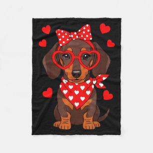 Dachshund Valentines Day Wiener Dog Lover Weenie H Fleece Blanket