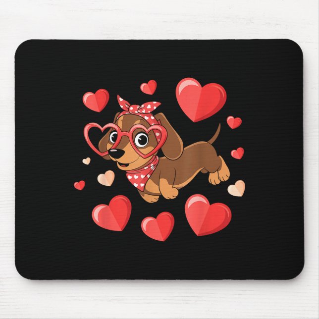 Dachshund Valentines Day Wiener Dog Lover Weenie H Mouse Mat (Front)