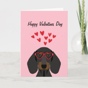 Dachshund Valentines Love Card - black and tan