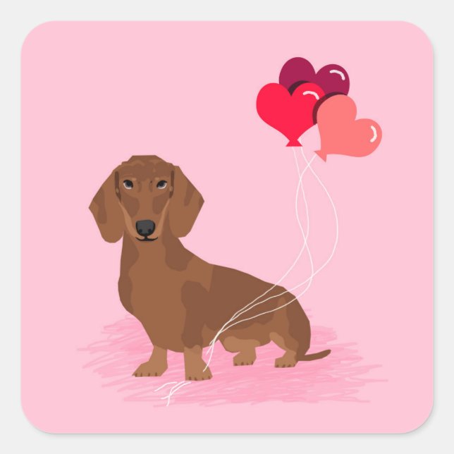 Dachshund valentines sticker - doxie dog (Front)