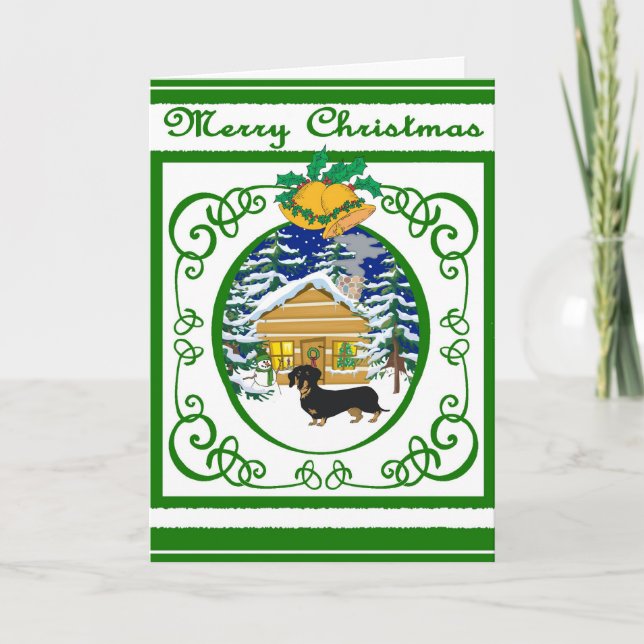 Dachshund Vintage Christmas Holiday Card (Front)