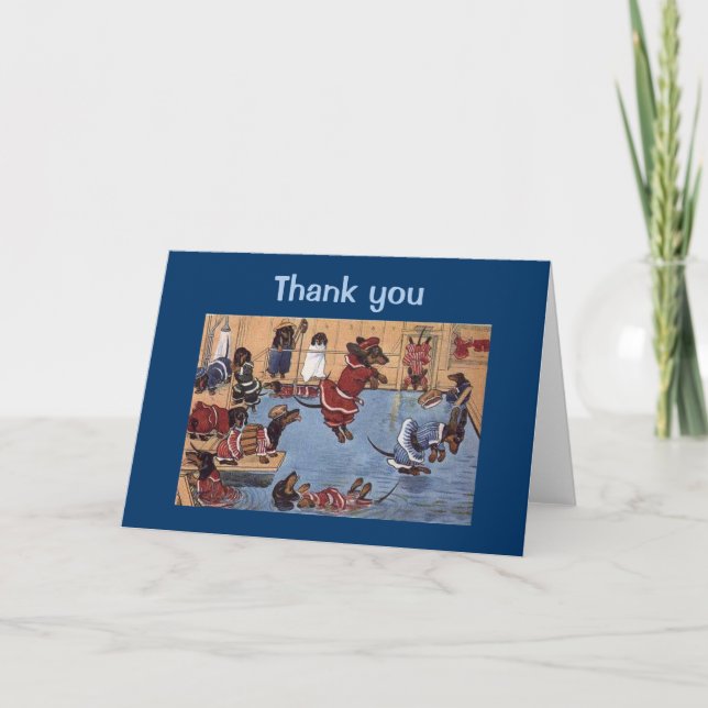 Dachshund Vintage Thank You Greeting Card (Front)