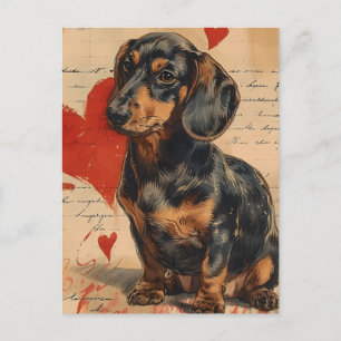 Dachshund Vintage Valentine's day Postcard