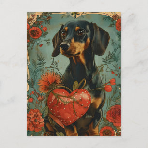 Dachshund Vintage Valentine's Day  Postcard