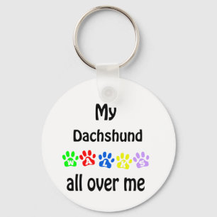 Dachshund Walks on Me Key Ring
