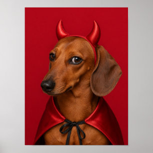 Dachshund Wall Art — Halloween Devil Pet Portrait