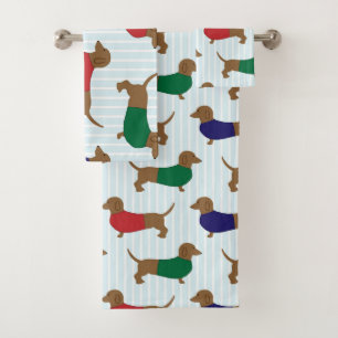 dachshund-wallpaper bath towel set