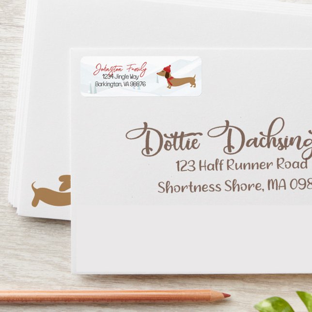 Dachshund Warmest Wishes Christmas (Custom Dachshund Christmas Address Labels)