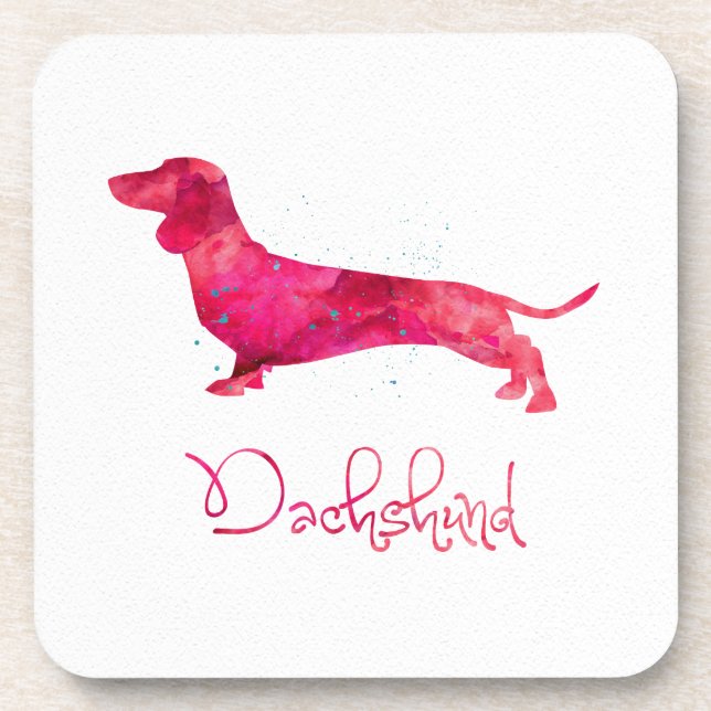 Dachshund - Watercolor Design Coaster (Front)