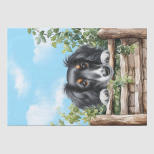 Dachshund Watercolor Dog Peeking Over Fence Tissue Paper
