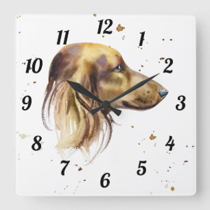 Dachshund Watercolor Pet Animal Weiner Dog Square Wall Clock