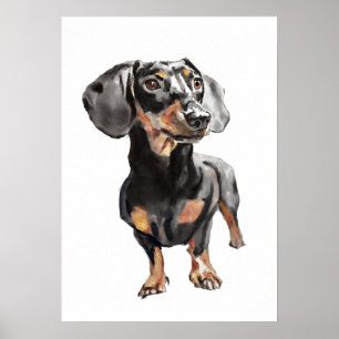 Dachshund Watercolor, Sausage Dog Wall Art 