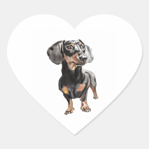 Dachshund Watercolor, Sausage Dog Wall Art  Heart Sticker