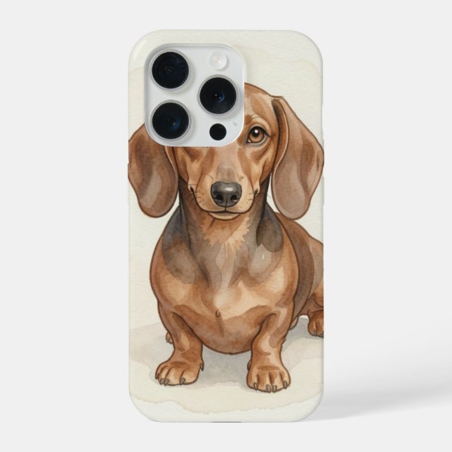Dachshund Watercolour Portrait – Custom Wiener Dog iPhone Case (Back)