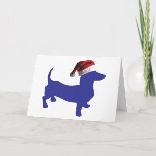 Dachshund wearing a Santa Claus hat Card