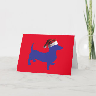 Dachshund wearing a Santa Claus Hat Card