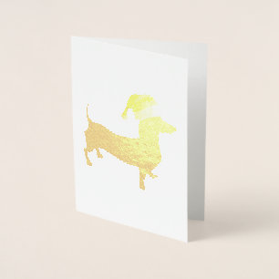 Dachshund wearing a Santa Claus Hat Foil Card
