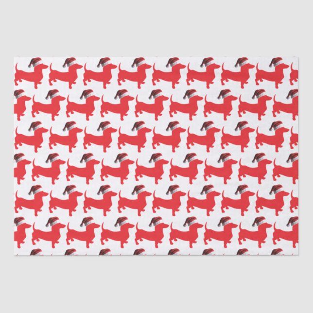 Dachshund wearing a Santa Claus Hat for Christmas Tissue Paper (Front)