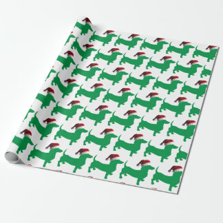 Dachshund wearing a Santa Claus Hat for Christmas Wrapping Paper