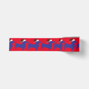 Dachshund wearing a Santa Claus Hat Grosgrain Ribbon