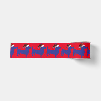 Dachshund wearing a Santa Claus Hat Grosgrain Ribbon