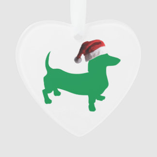 Dachshund wearing a Santa Claus Hat Ornament