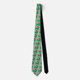 Dachshund wearing a Santa Claus Hat Tie