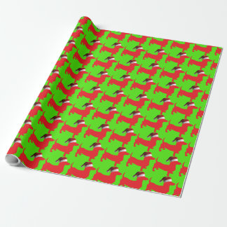Dachshund Wearing a Santa Claus Hat Wrapping Paper