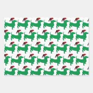 Dachshund wearing a Santa Claus Hat Wrapping Paper Sheet