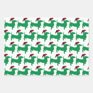 Dachshund wearing a Santa Claus Hat Wrapping Paper Sheet