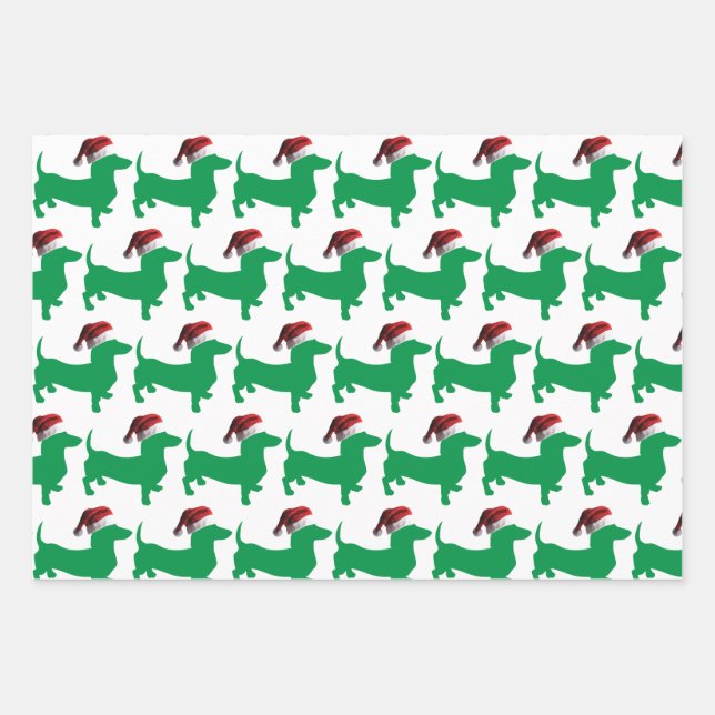 Dachshund wearing a Santa Claus Hat Wrapping Paper Sheet (Front)