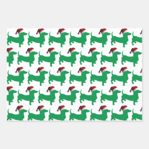 Dachshund wearing a Santa Claus Hat Wrapping Paper Sheet