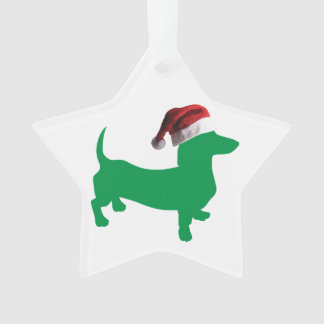 Dachshund wearing a Santa Hat Ornament
