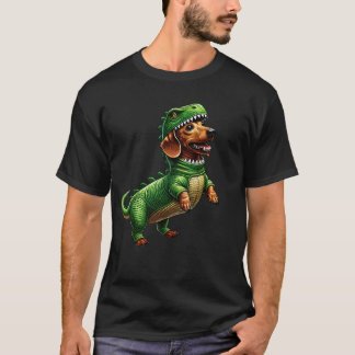 Dachshund Wearing Dinosaur Outfit Funny Dog Lover T-Shirt