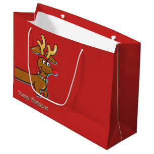 Dachshund Wearing Reindeer Antlers Large Gift Bag