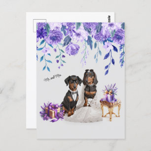 Dachshund Wedding Art Postcard