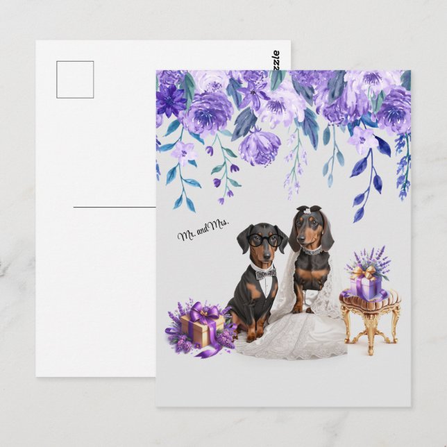 Dachshund Wedding Art Postcard (Front/Back)