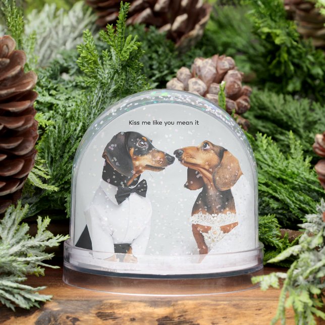 Dachshund Wedding Snow Globe (Winter)