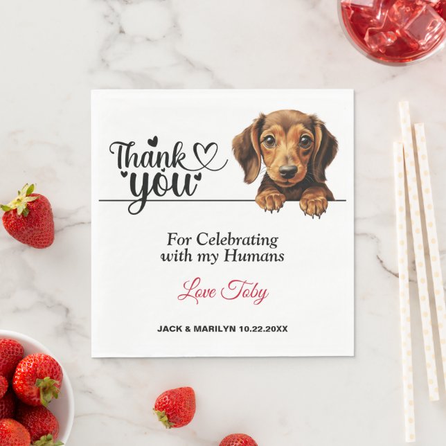 Dachshund Wedding Thank You Napkin (Insitu)