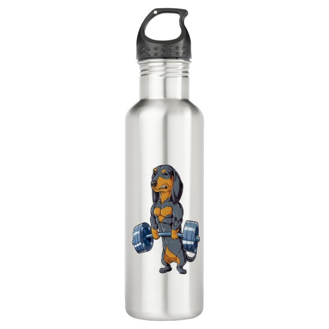 Dachshund Weightlifting   710 Ml Water Bottle (Front)