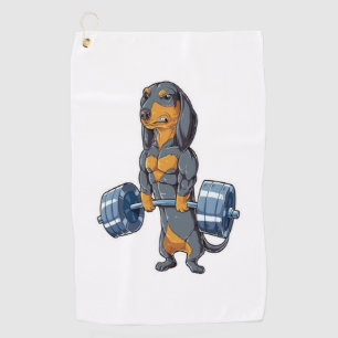 Dachshund Weightlifting Golf Towel