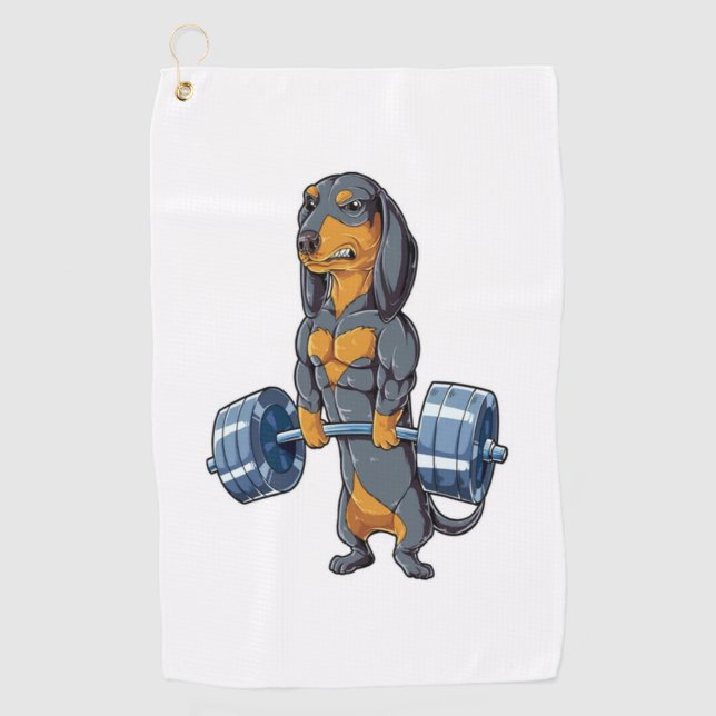 Dachshund Weightlifting   Golf Towel (Front)